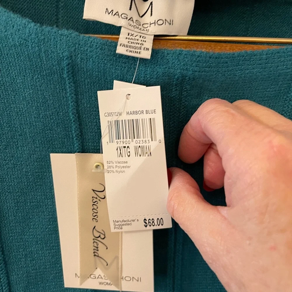 Magaschoni Teal Crew Neck Sweater - Picture 4 of 8